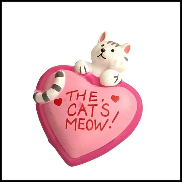 Vintage‎ Pink heart The Cat’s Meow Brooch 1980s - Picture 1 of 7